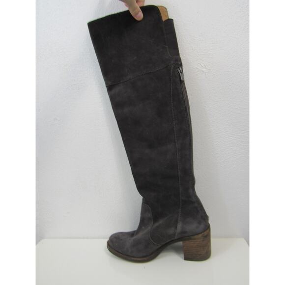 Lucky Brand 6.5 Leather Rayla Over The Knee Boots Block Heel Brown Suede Boots - Picture 12 of 16